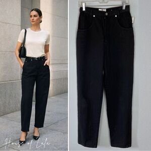 Vintage 90s Black High Waist Straight Leg Jeans. Classic Minimal Denim